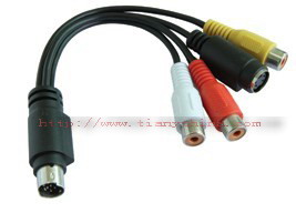 MD9pin male to 3RCA Female and MD4pin Female 0.3m long cable.