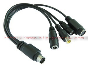 MD7pin male to DC3.5 Female and DC2.5 Female+RCA female+MD4pin female Audio 0.3m