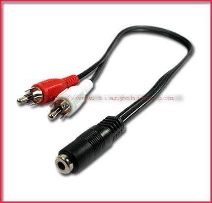 Audio cable, DC3.5mm Female Stereo plug to 2xRCA plug 0.1meter cable .